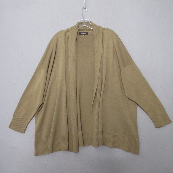 Eskandar Sweater Cardigan Brown Silk Lagenlook Oversized Open Front One Size - Picture 1 of 13